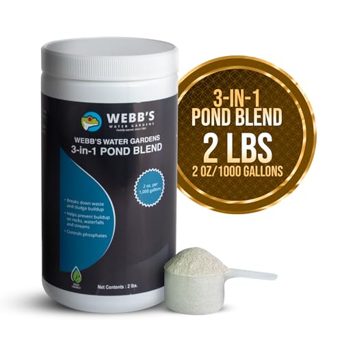 Webb's Water Gardens 3-in-1 Pond Blend | All Natural Enzyme Producing Beneficial Bacteria for Koi, Goldfish & Turtle Ponds | Breaks Down Sludge & Muck | All Natural | Safe - 2lbs