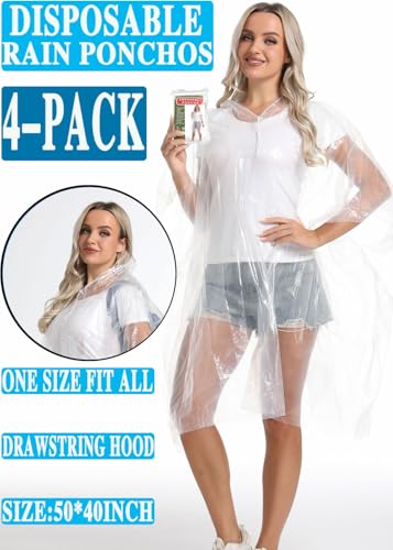 HOOMBOOM Clear Rain Ponchos: Lightweight Waterproof Outdoor Gear for Any Weather – 4 Pack - Image 4