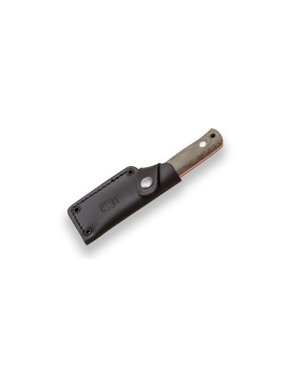 Joker Erizo TS1 CV81 Messer | Bushcraft Jagdmesser mit Böhler N695 Stahl und grünem Canvas Micarta-Griff | 7,5 cm Klinge | Inklusive schwarzer Lederscheide