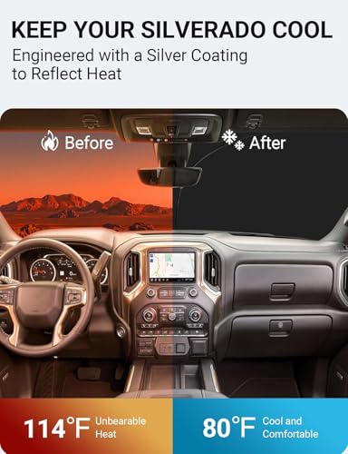 Image of Proadsy 2026 Upgrade Front Windshield Sun Shade Foldable Sunshade Protector Custom Fit 2014-2018 Silverado Regularcab Crewcab Extendedcab Accessories