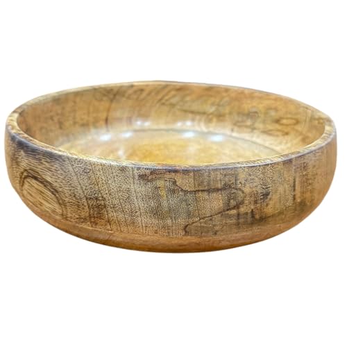 Perilla Home Ensaladera redonda de madera, cuenco hecho a mano para servir frutas o ensaladas, para mezclar cocina