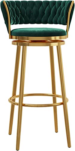 Moderno taburete giratorio de terciopelo con respaldo tejido de 29.5 pulgadas de altura, elegante silla para cocina, pub, cafetería, comedor, solución de asiento cómoda y elegante