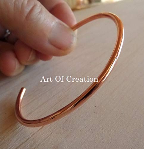 Art Of Creation Pure Copper Bracelet Handmade Cuff For Men And Women Plain Solid Bangle Adjustable Kada From India… thumb #1