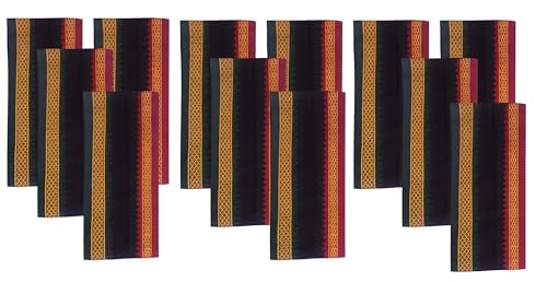 Image of Handloom Cotton + Polyester Mix God Towel | Gamcha /Angocha Towel | Fast Absorbing Bath Towels |Pack of 12 | Size 76 x 168 cm | Black