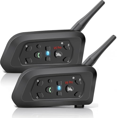 Fone de ouvido intercomunicador V6 Pro com Bluetooth, bidirecional, 1.200 m, sistema de comunicação para esqui, quadriciclos, motocross, para capacetes completos e articulados