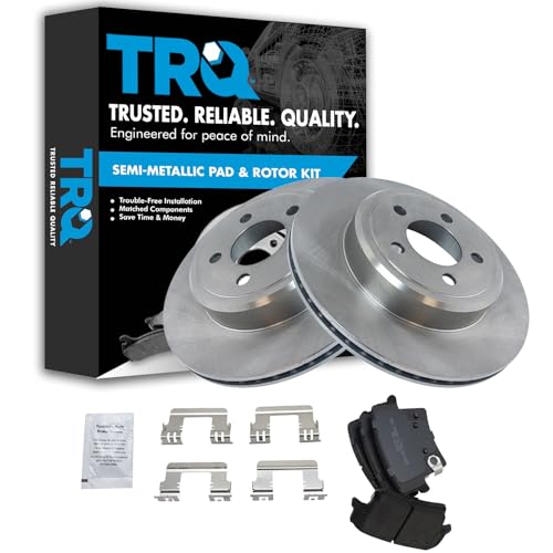 Image of TRQ Rear Semi Metallic Brake Pad and Rotor Set | For 14-17 Dodge Charger SXT All Wheel Drive 15-17 Dodge Charger SE All Wheel Drive 06-09 Chrysler 300 Limited