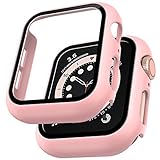 L K LϟK 2 Pack Funda Protector de Pantalla de Cristal Templado Incorporado para Apple Watch 40mm Series 6 5 4 SE - Estuche Protector General para PC Duro HD Ultra-Thin Carcasa para iWatch 40mm - Rosa