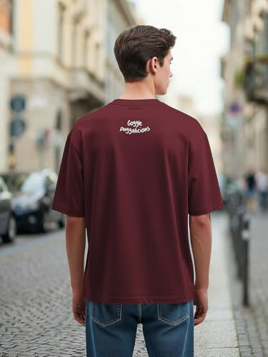 Image of BULLMER Trendy Front and Back Printed Oversized Round Neck T-Shirt for Men - Pack of 2
