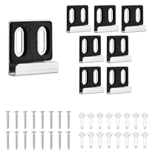 Image of 8pcs Frameless Mirror Holder, Heavy Duty Mirror Hangers Clips Metal Mirror Holder Kit Metal Mirror Brackets with Screws Rubber Pads for Wall Mounting Frameless Mirror(Double Hole Silver)