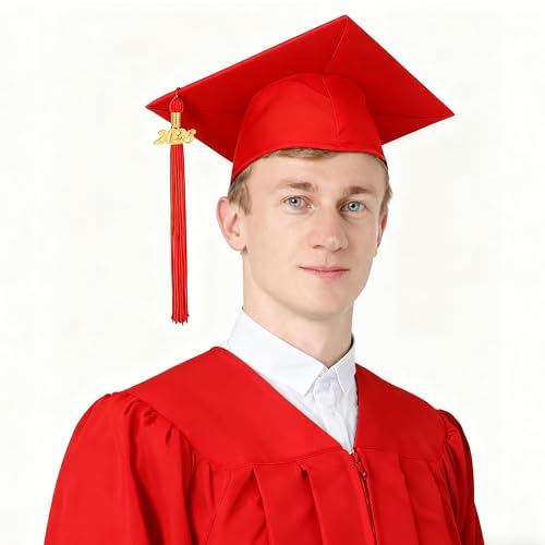 Image of 10 Pieces 2026 Graduation Tassels Bulk with Gold Year Charms for Graduation Cap Accessories (Red)