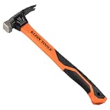 Klein Tools H80918 Smooth Face Fiberglass Hammer with Straight Claw&comma; 18-Ounce Forged Steel&comma; Magnetic Nail Starter&comma; and Extra-Large Squared Strike Face