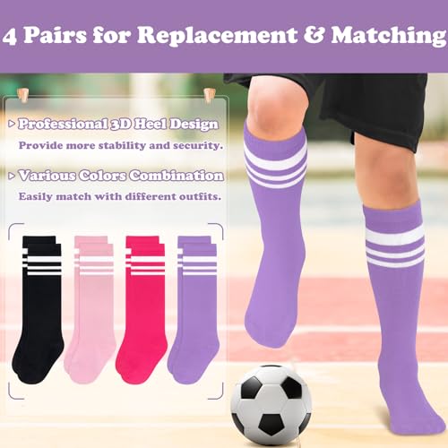 Sarfel 4 Pairs Toddler Soccer Socks Kids Soccer Socks Youth Football Sock Boys Baseball Sock Kids Girls Softball Accessory2