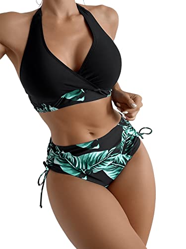 GORGLITTER Damen Bikini Sets Neckholder Triangel Bikinitop High Waist...