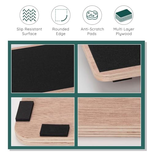 Image of Wooden Wobble Board for Adults - Anti-Slip Balance Board for Stand-Desk Core Strength Therapy