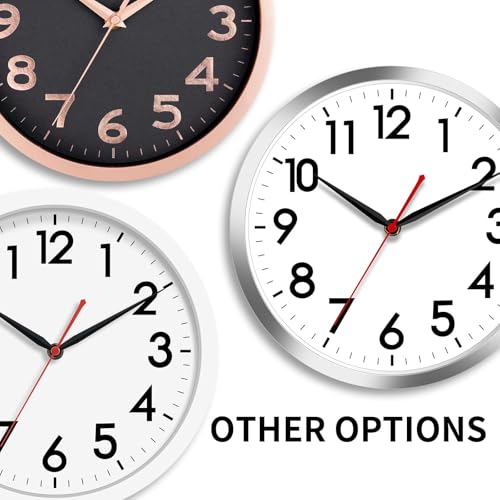 Image of AKCISOT Wall ClockModern Black Silent Non Ticking Wall Clocks Battery Operated 10 Inch,Small Analog Classic Clock Decorative for Bedroom, Kitchen, Home Office, Bathroom, School, Living Room