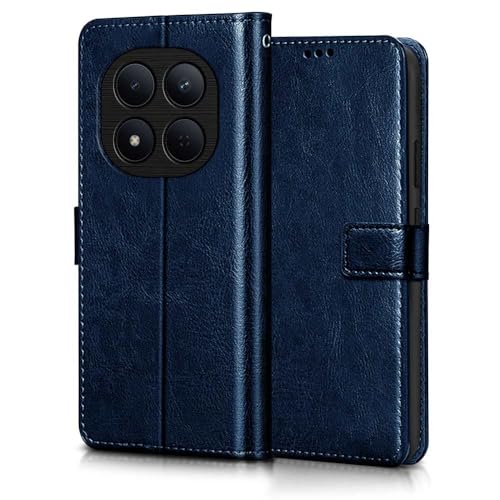 Image of WOW IMAGINE Shock Proof Flip Cover Back Case Cover for Redmi Note 15 Pro 5G (Flexible | Leather Finish | Card Pockets Wallet & Stand | Blue)