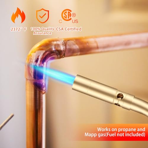 Image of Propane Torch Head with Flint Striker, Solid Brass Brazing Torch