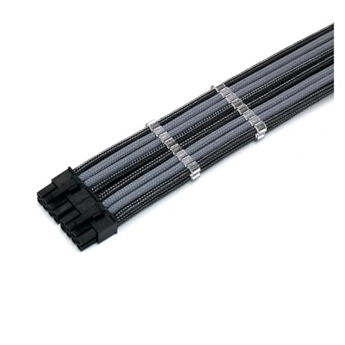 20/30cm �u���b�W�^ 2x8�s�� CPU/ATX/EPS �I�X-���X PC�����P�[�u�� �z���C�g �u���b�N �~�b�N�X UL 1007 18AWG �R�[���t��(20cm,Carbon billet gray)