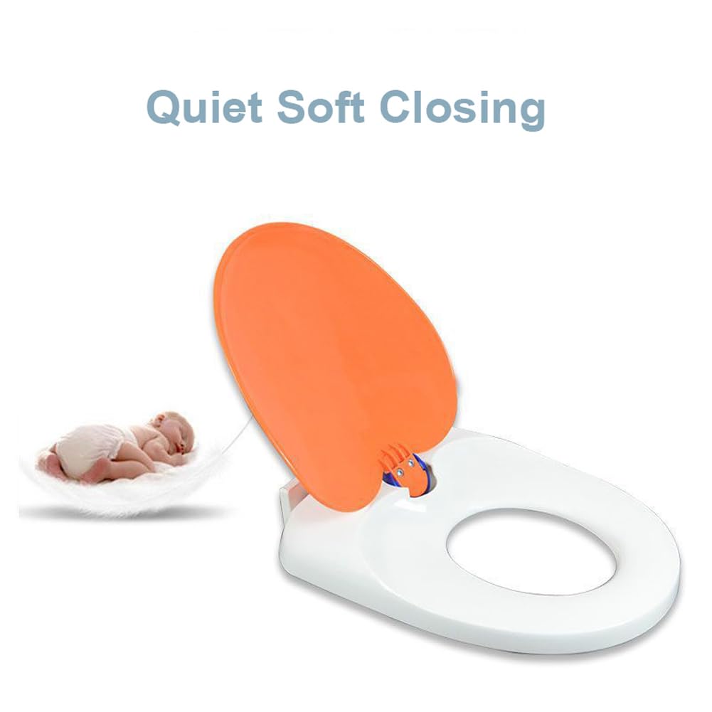 Familien-Toilettensitz mit Absenkautomatik, integrierter Kindersitz, Töpfchentraining, 2-in-1-Toilettensitz mit einfacher Befestigung oben, ovaler V-/D-förmiger Toilettendeckel (Rosa, V-förmig)