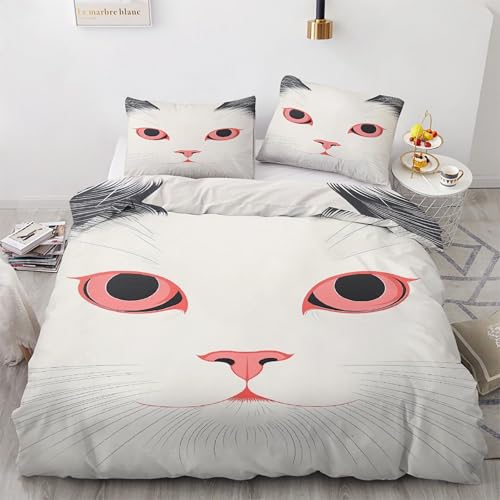 Housse de Couette Chat 200x200 en microfibre douce avec zip invisible