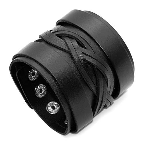 Image of Punk Retro Braided Wide Leather Wristband Arm Cuff Bracelet