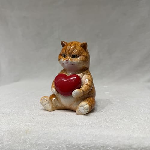 Image of AUGEN Polyresin Kitten Heart Statue Showpiece for Home Decor Decoration and Gifting (1767F5, 12cm)