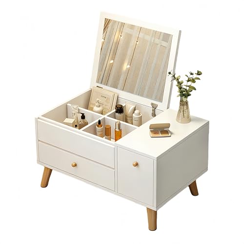 Lopres ���ϑ� �h���b�T�[�e�[�u�� �o���p �Ⴂ�^�C�v ��̌^���[�L���r�l�b�g �����ȃA�p�[�g���� �f�X�N �R���p�N�g ���[�^�C�v �e�[�u�� ���� �����o���t�� ���@�\���C�N�Ƌ� ���^ �������� ���[ (60X40X38CM,�z���C�g)