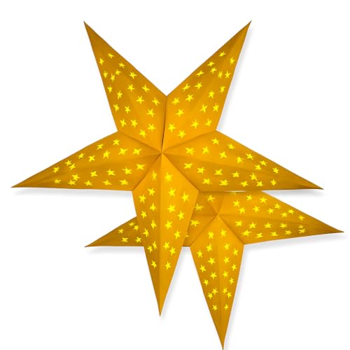Pantalla de luz de estrella de papel amarilla de 60 cm, linterna