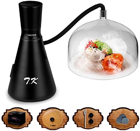 TMKEFFC Smoking Gun Food Smoker and Tools Set, Portable Hand-held Smoke Infuser for Cocktails Drinks, Resin Dome Cloche Cover, Cup Cover, DIY Flat Drill Bit and Rubber Ports Included, Black