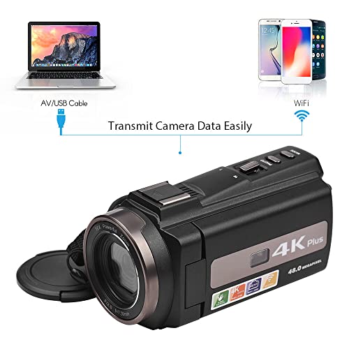 Conjunto de câmera de vídeo digital Andoer 4K / 60FPS 48MP WiFi 1 filmadora + 1 microfone + 1 contro