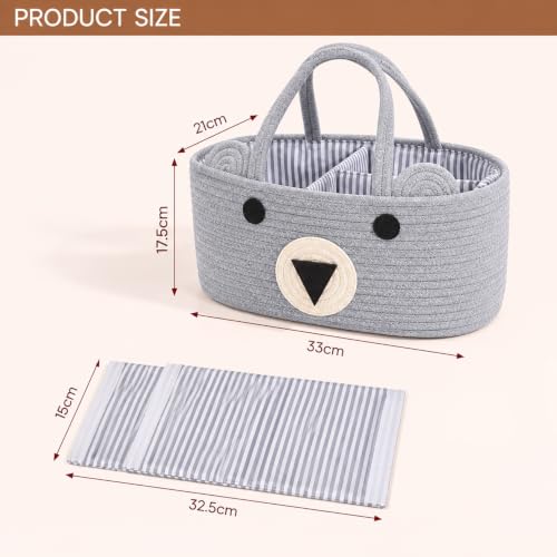 Image of House of Quirk Baby Diaper Caddy Organizer Cotton Rope Basket - Beige
