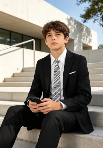 Image of Kids Suits for Boys Summer Dress Clothes Toddler Boy Tuxedo Wedding Outfit | beach wedding guest ring bearer outfit, boys formal dress clothes, teen back to school homecoming suit, slim fit 3 piece set
