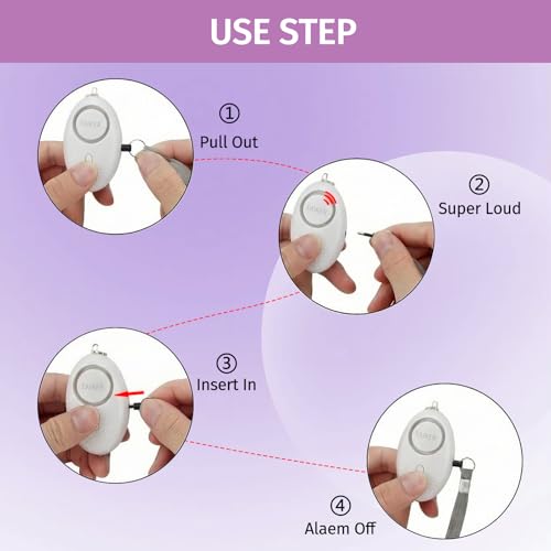 Image of Personal Alarm for Women 140DB Emergency Self-Defense Security Alarm Keychain with LED Light for Women Kids and Elders-2 Pack (Aqua Marine & White)