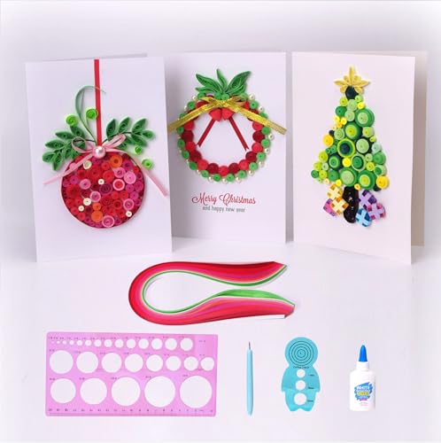 ACADOIT DIY Christmas Card Making Kit with Quilling Tools for