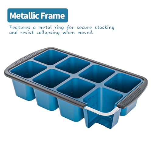Image of GORCI Ice Cube Tray For Freezer, 16 Large 1 /2 Cub Cubes, Silicone Ice Trays For Freezer With Lid, Heavy-duty, Sturdy and Easy to Demold, Suitable for whisky, coffee, Herbs, Purees, 2-Pack
