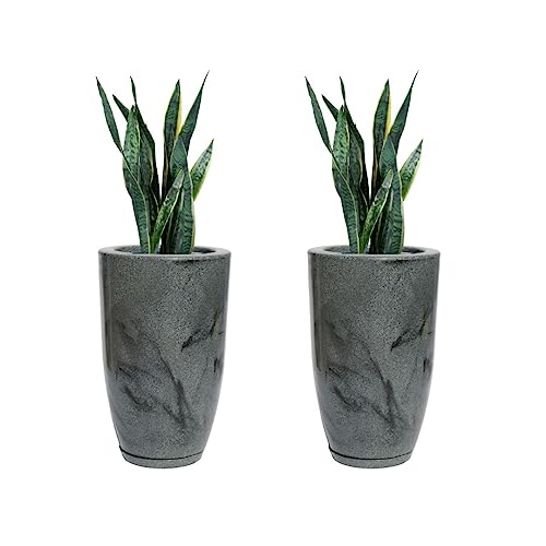 Kit com 2 Vasos de Polietileno para Planta Coluna Lisa Marmorizad...