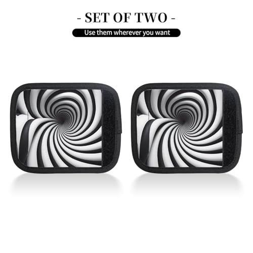 2 Pcs Luggage Handle Wraps, Spiral Optical Illusion GIF Print Grip Handle Cover/Travel Bag Identifier for Suitcase Accessories2