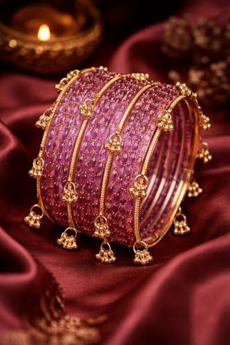 Image of Shining Diva Fashion 16 Pcs Trendy Stylish Glass & Kashmiri Ghungroo Bangles Set for Women & Girls | Traditional Festive Wedding Party Jewellery