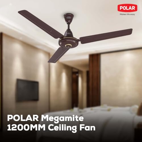 Image of POLAR Megamite 1200MM Ceiling Fan - Brown | 1-Star Rated 50 Watt Ceiling Fan For Home, Living Room, Bedroom and Offices | Powerful High Speed Fan With Copper Winding - 2 Years Warranty