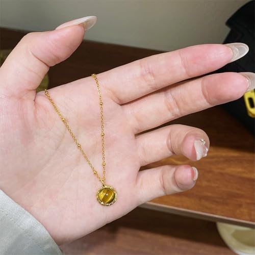 Tigers Eye Necklace Brown Pendant Gold Necklaces for Women Jewelry Collection Mother of Pearl Dainty Coins Evil’s Eye Mountains Pendants 18K Gold Plated Gift for Friends4