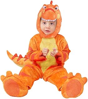 Spooktacular Creations Halloween Child Orange Dinosaur T-Rex Realistic Costume, Deluxe Dinosaur Dress Up for Kids Toddler Halloween Trick or Treating, Carnival
