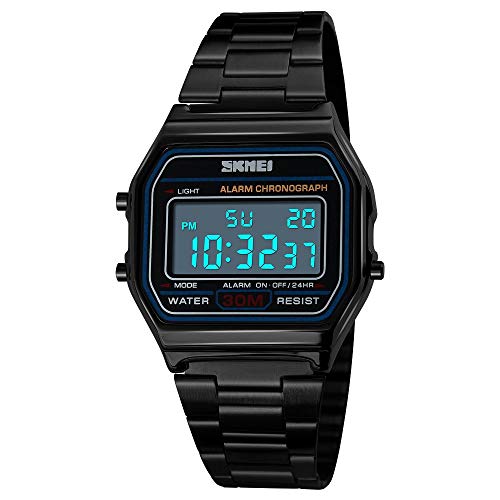 MASTOP Unisex Square Digital Watch Multifunctional Stopwatch Alarm Backlight Water Resistant Electronic Watch