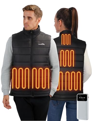 Ponsonbay Heated Vest for Men Women with Battery Pack Included,Lightweight Heated Puffer Vest Heated Jacket for Winter (XXL)