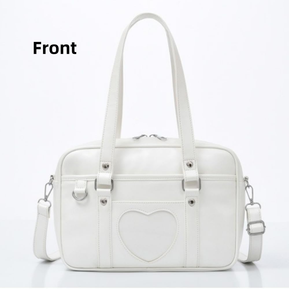 Heart-shaped Single Shoulder Bag Crossbody Bag for Women Pu Leather Academy Handbag Japanese Anime JK Uniform Bag (Black)