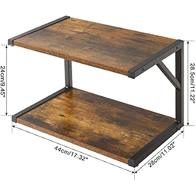 IBUYKE 2-Tier Desktop Printer Stand Holder, Multi-Purpose Desk Organizer Storage Shelf, Book Shelf Printer Shelf for Fax Machine, Scanner, Files, Books, Rustic Brown UTLJ004H