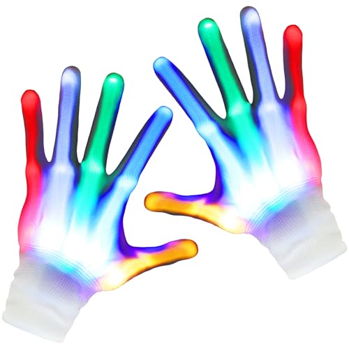OFFCUP LED Handschuhe, 5 Farben ＆ 6 Modi Leuchtende Handschuh,...