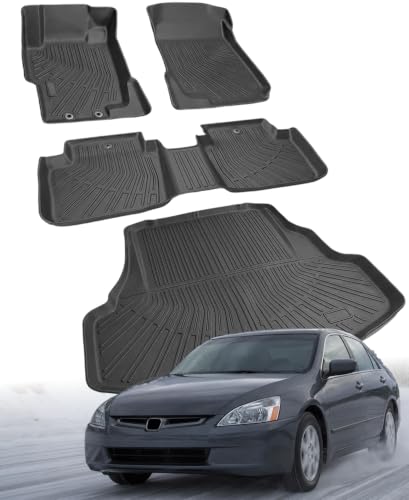 Floor Mats Compatible with Honda Accord 2003-2007(Only Sedan) All Weather Protection Duarble TPE Cargo Liner Accessories Compatible with Honda Accord 2003-2007(Only Sedan)