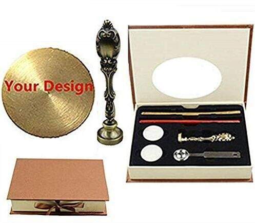 Custom Picture Logo Monogram Luxury Bronze Metal Peacock Wedding Invitations Gift Cards Paper Stationary Envelope Seals Wax Seal Sealing Stamp Glue Gun Wax Sticks Melting Spoon Gift Box Kit Set