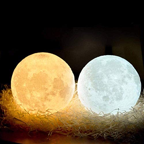 Luminária Lua Cheia 3d Abajur touch 18cm 16 Cor Controle Bat