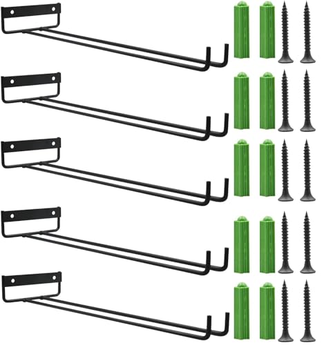 AMZMUKAUP 5 Stück Weinglashalter Hängend, Weingläser Halterung Regal, Gläserhalter Wandmontage Metall Gläserhalterung Hängend Gläseraufbewahrung für Bar Küche Zuhause Restaurant